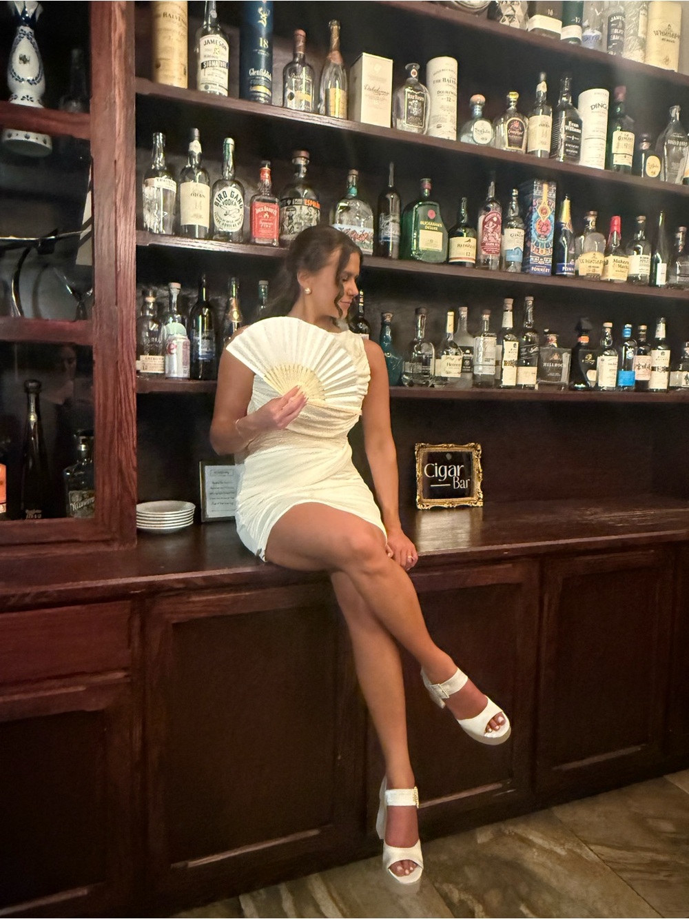 White Backless Halter Mini Dress